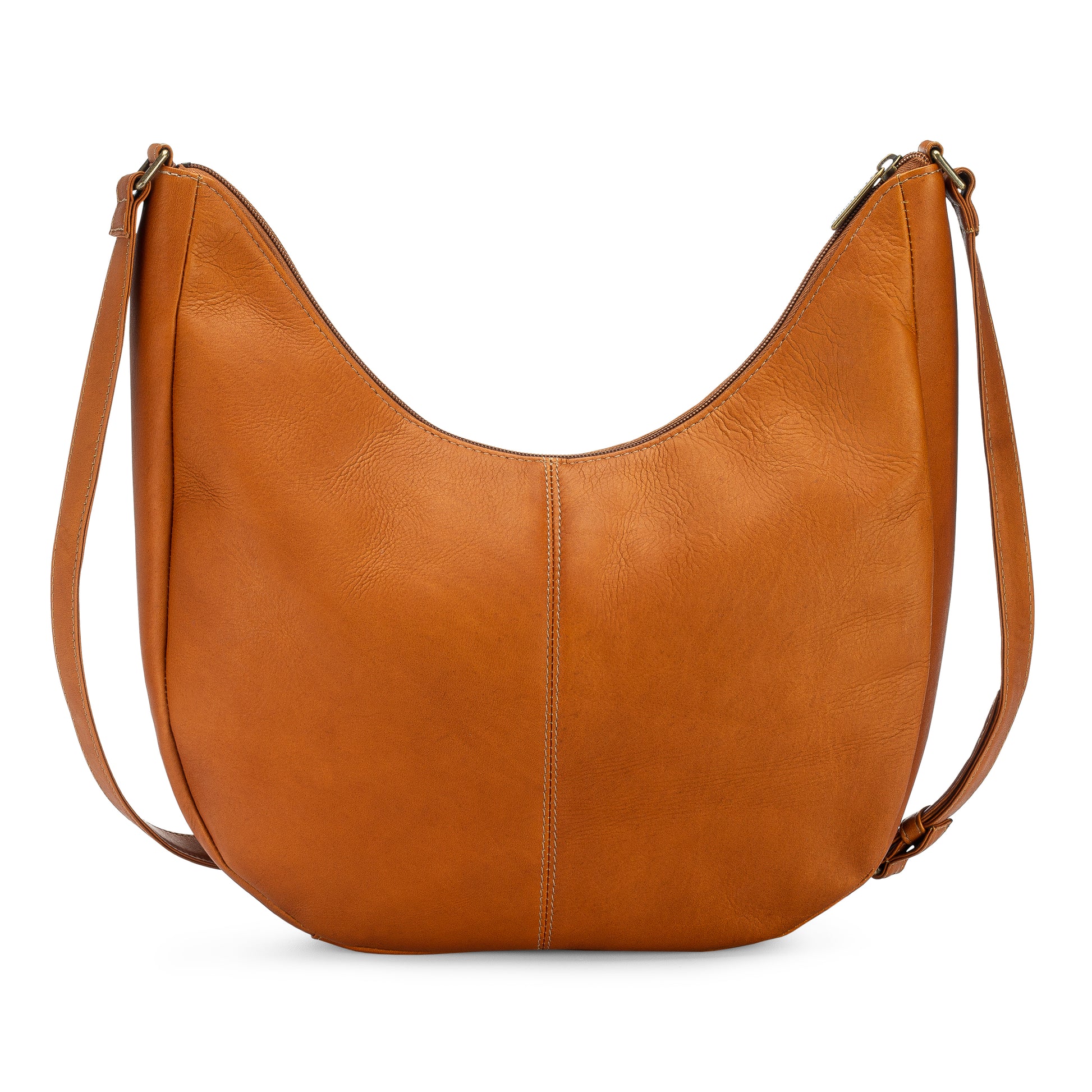 title:Leather Half Moon Crossbody;color:Cafe