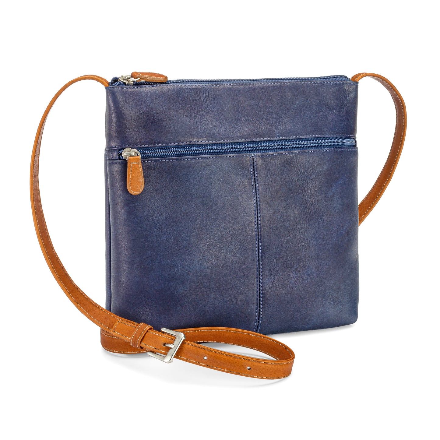 title:Le Donne Leather Sinclair Crossbody;color:NAVY/TAN