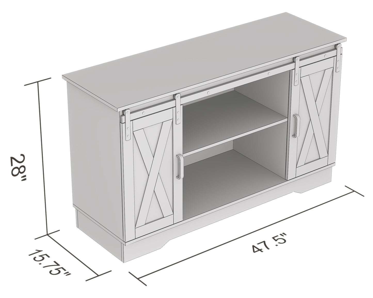 Safdie & Co. Tv Stand 48L Brown Reclaimed Wood 2 Sliding Doors 3 Shelves