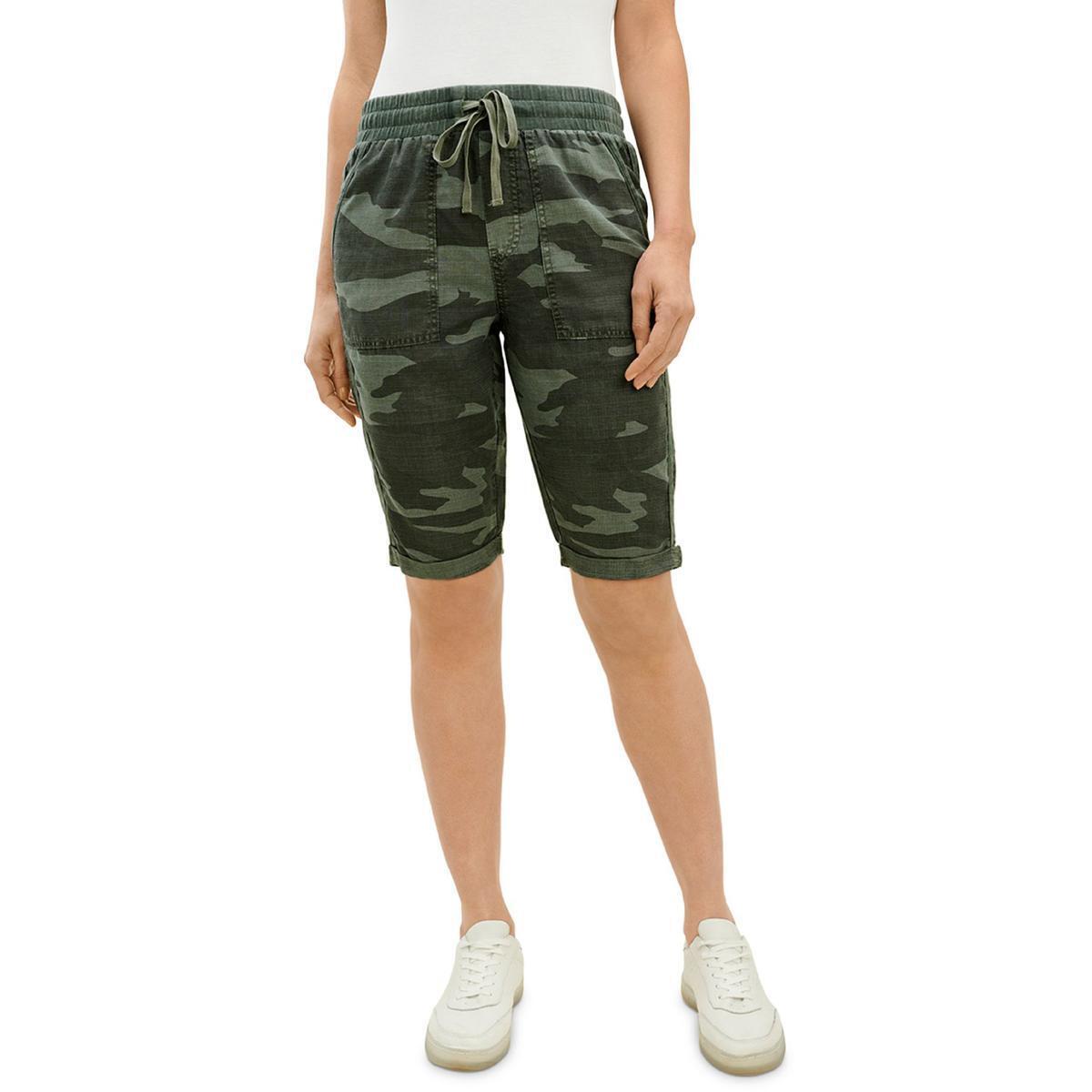 Splendid Women's Alder Camouflage Drawstring Bermuda Shorts Green Size Small