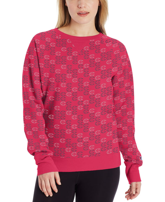 Champion Women's Powerblend Print Sweatshirt Pink Size Small