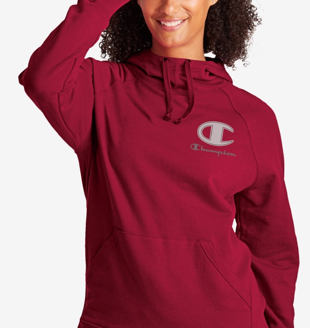 Champion Women's Powerblend Applique Hoodie Red Size X-Small