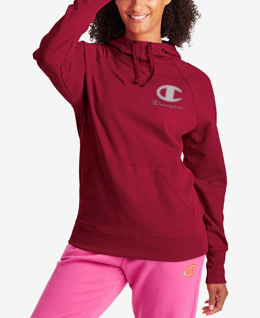 Champion Women's Powerblend Applique Hoodie Red Size X-Small