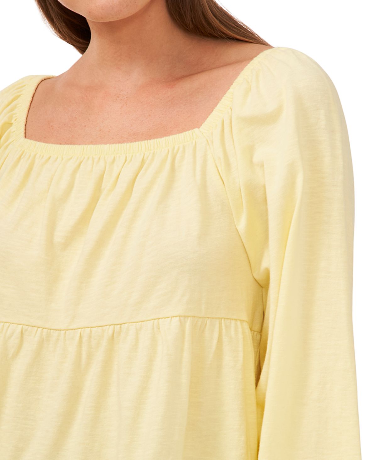 Riley & Rae Women's Square Neck Tiered Blouse Yellow Size Large