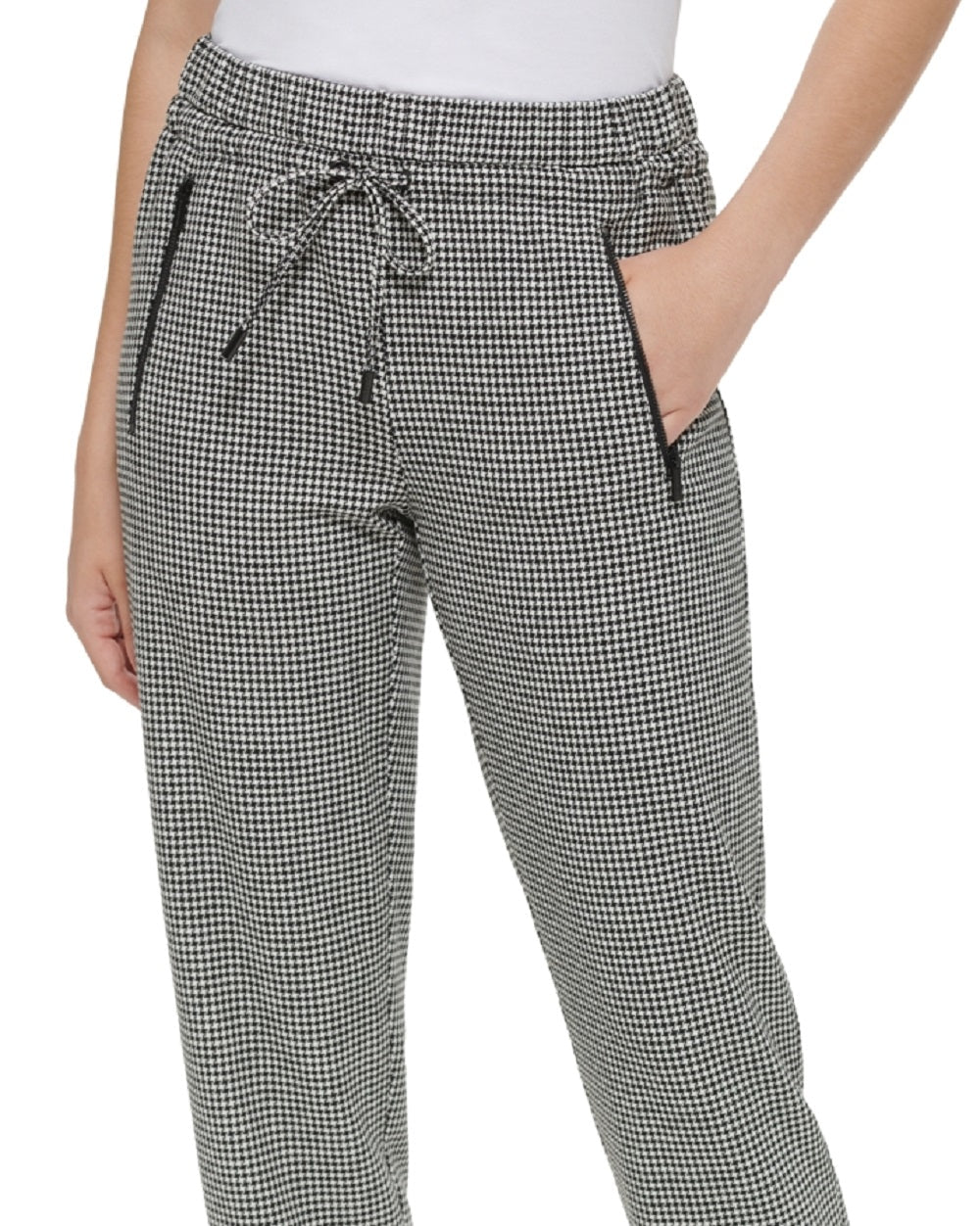 Karl Lagerfeld Paris Women's Houndstooth Jogger Pants Black