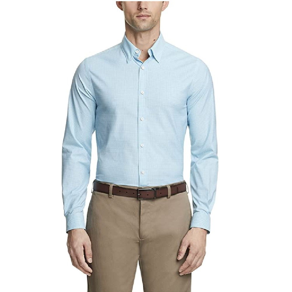 Tommy Hilfiger Men's No Tuck Casual Slim Fit Stretch Dress Shirt Aqua Size XX-Large