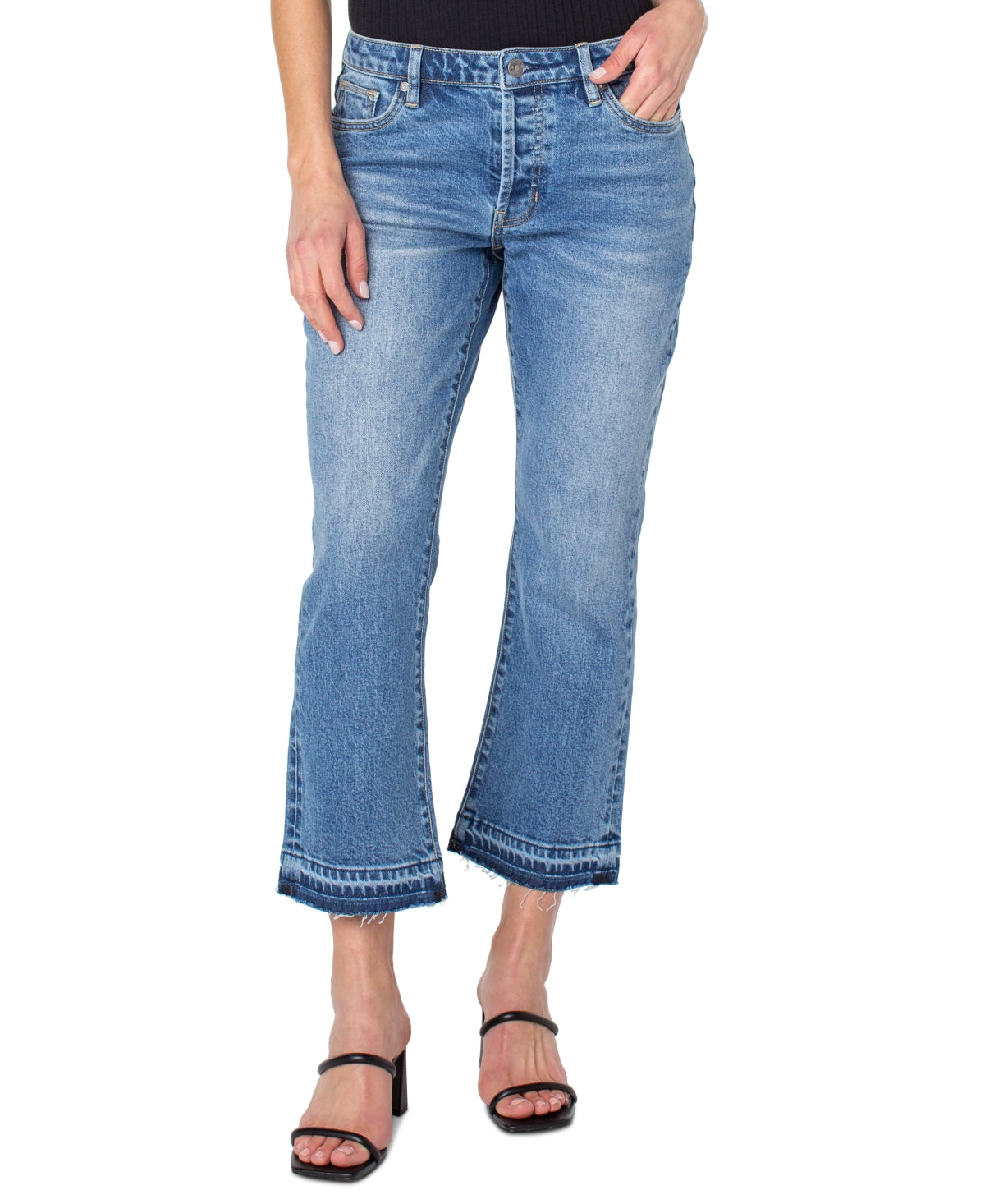 Earnest Sewn Women's Bootcut Cropped Flare Jeans Blue