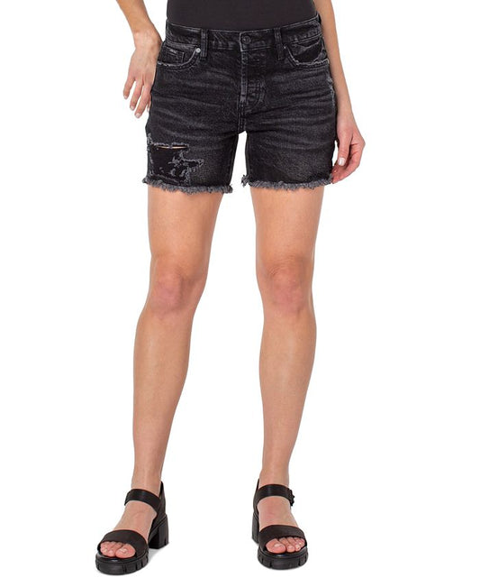 Earnest Sewn Women's Frayed Hem Denim Shorts Gray