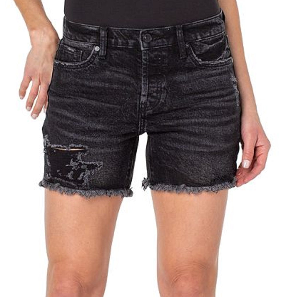 Earnest Sewn Women's Frayed Hem Denim Shorts Gray