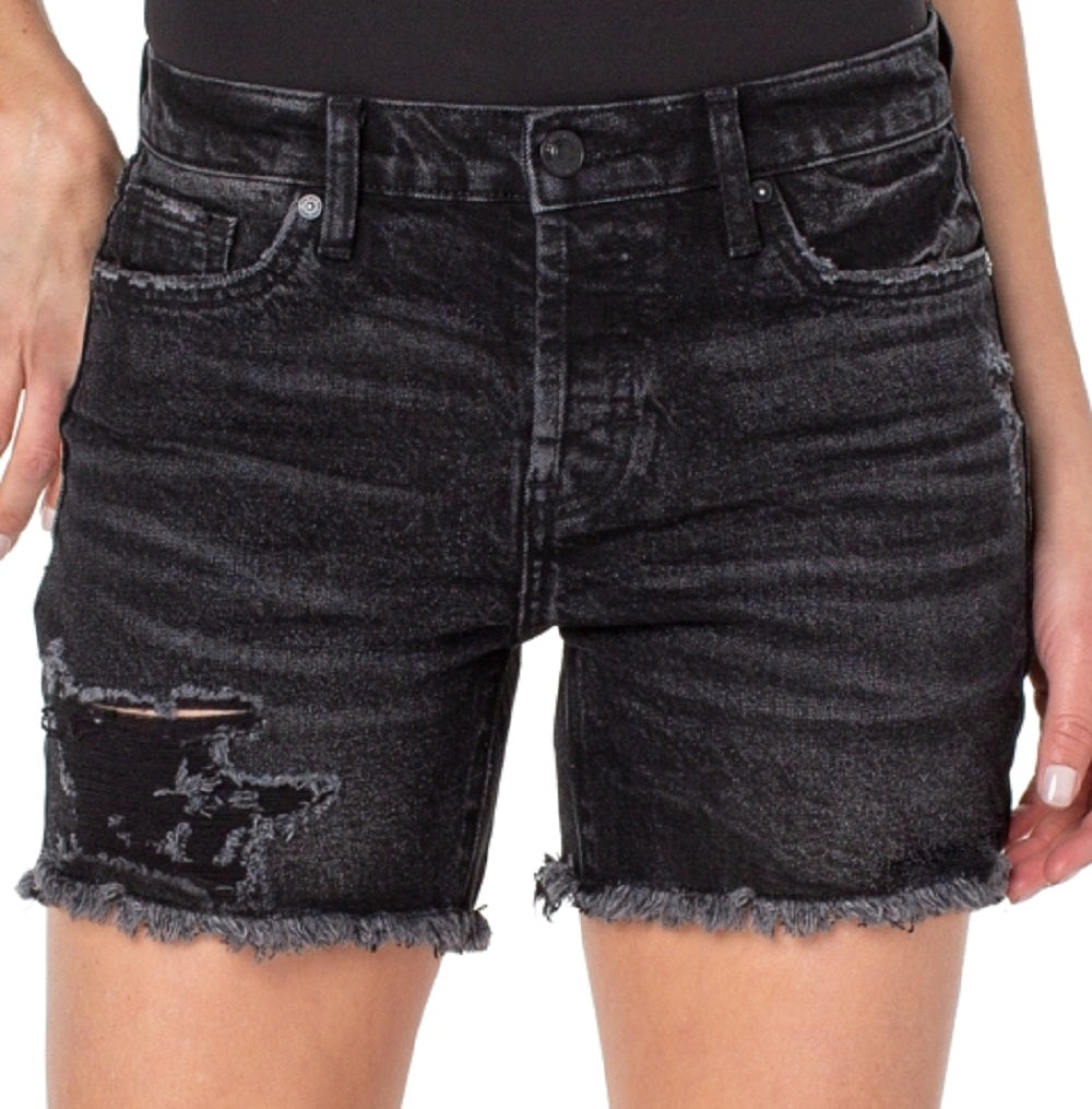 Earnest Sewn Women's Frayed Hem Denim Shorts Gray