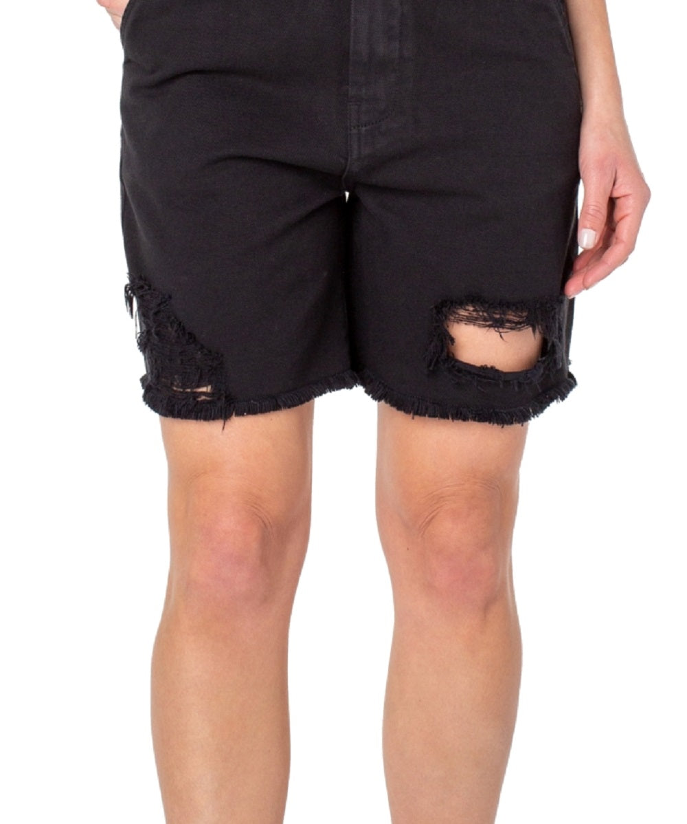 Earnest Sewn Women's Distressed Twill Denim Shorts Black