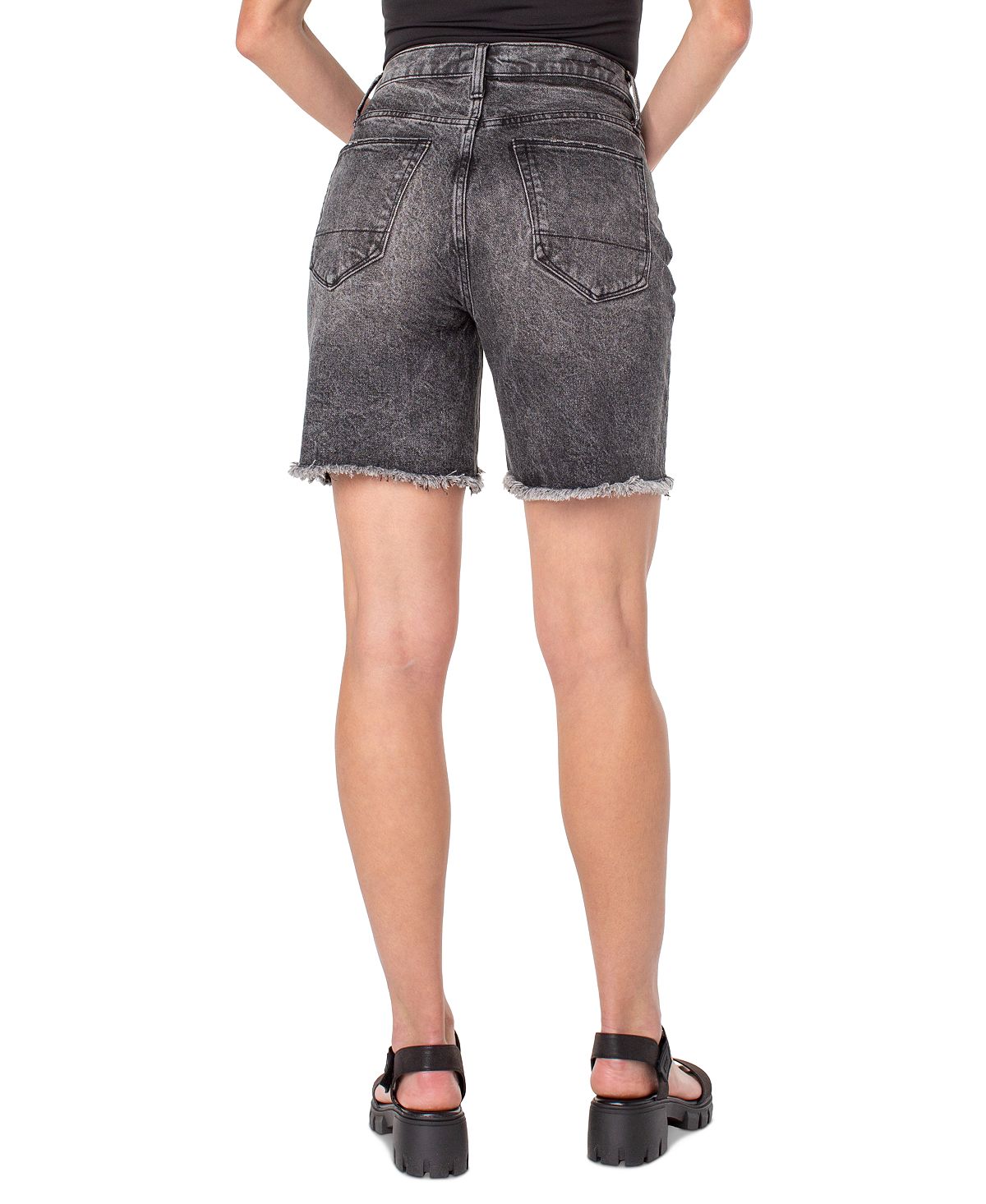 Earnest Sewn Women's Frayed Hem Denim Shorts Gray