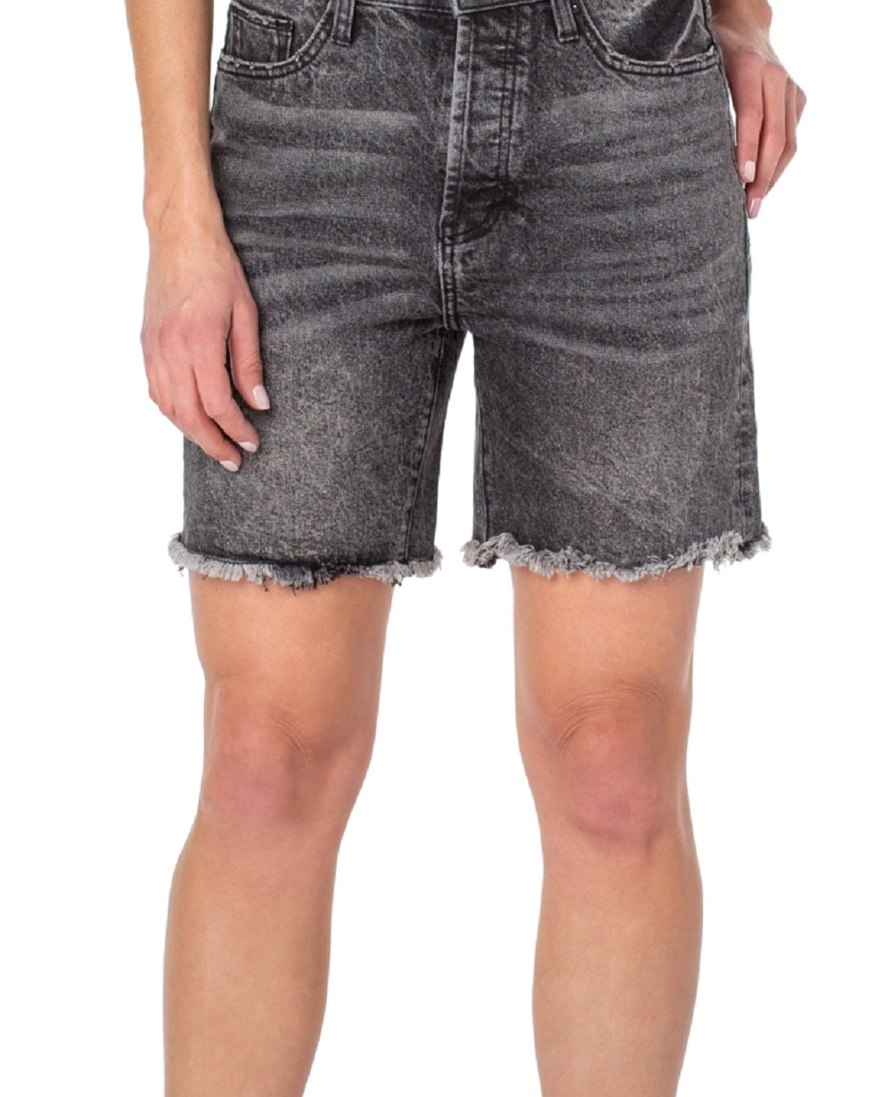 Earnest Sewn Women's Frayed Hem Denim Shorts Gray