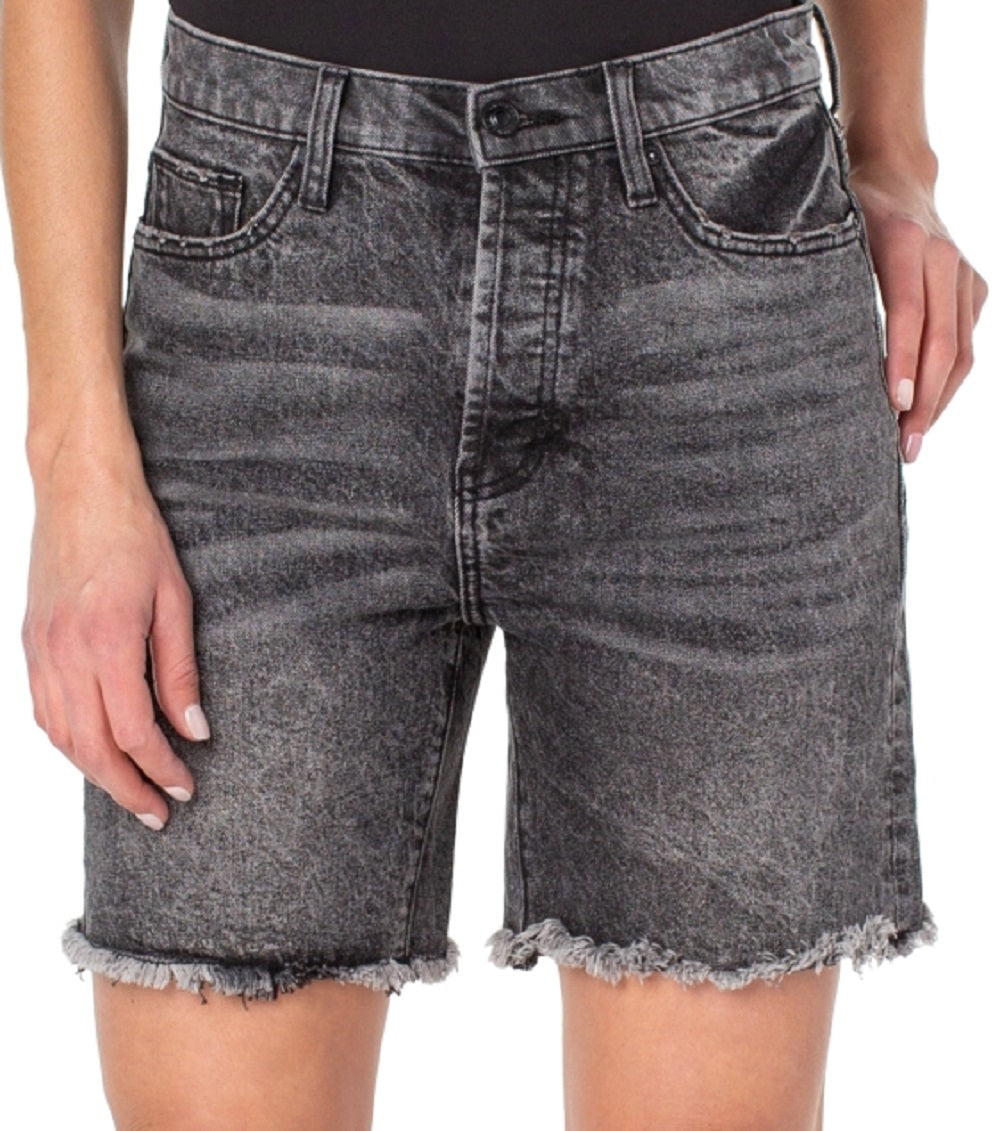 Earnest Sewn Women's Frayed Hem Denim Shorts Gray