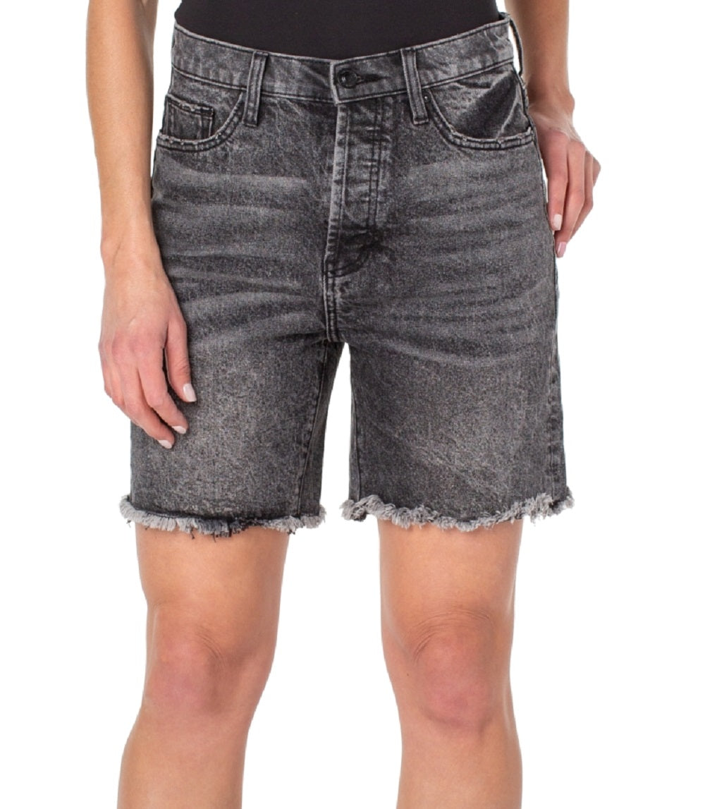 Earnest Sewn Women's Frayed Hem Denim Shorts Gray