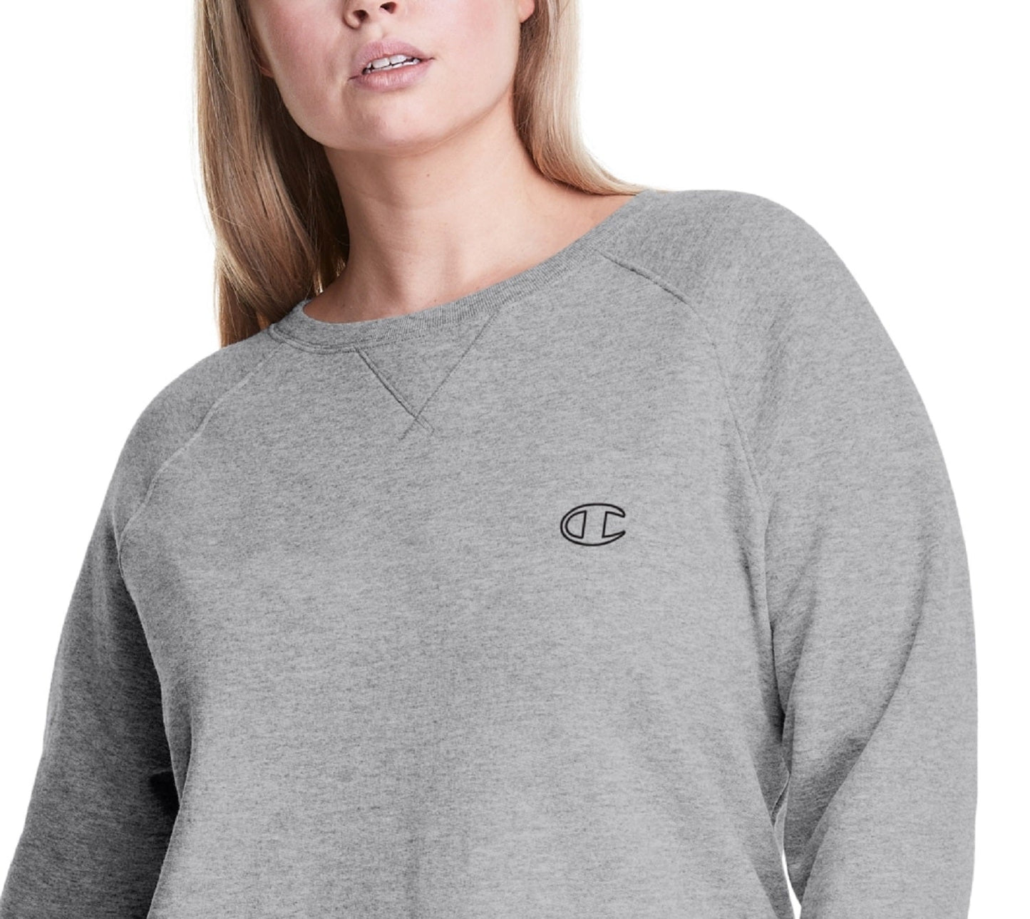 Champion Women's Powerblend Graphic Crewneck Sweatshirt Gray Size 1X