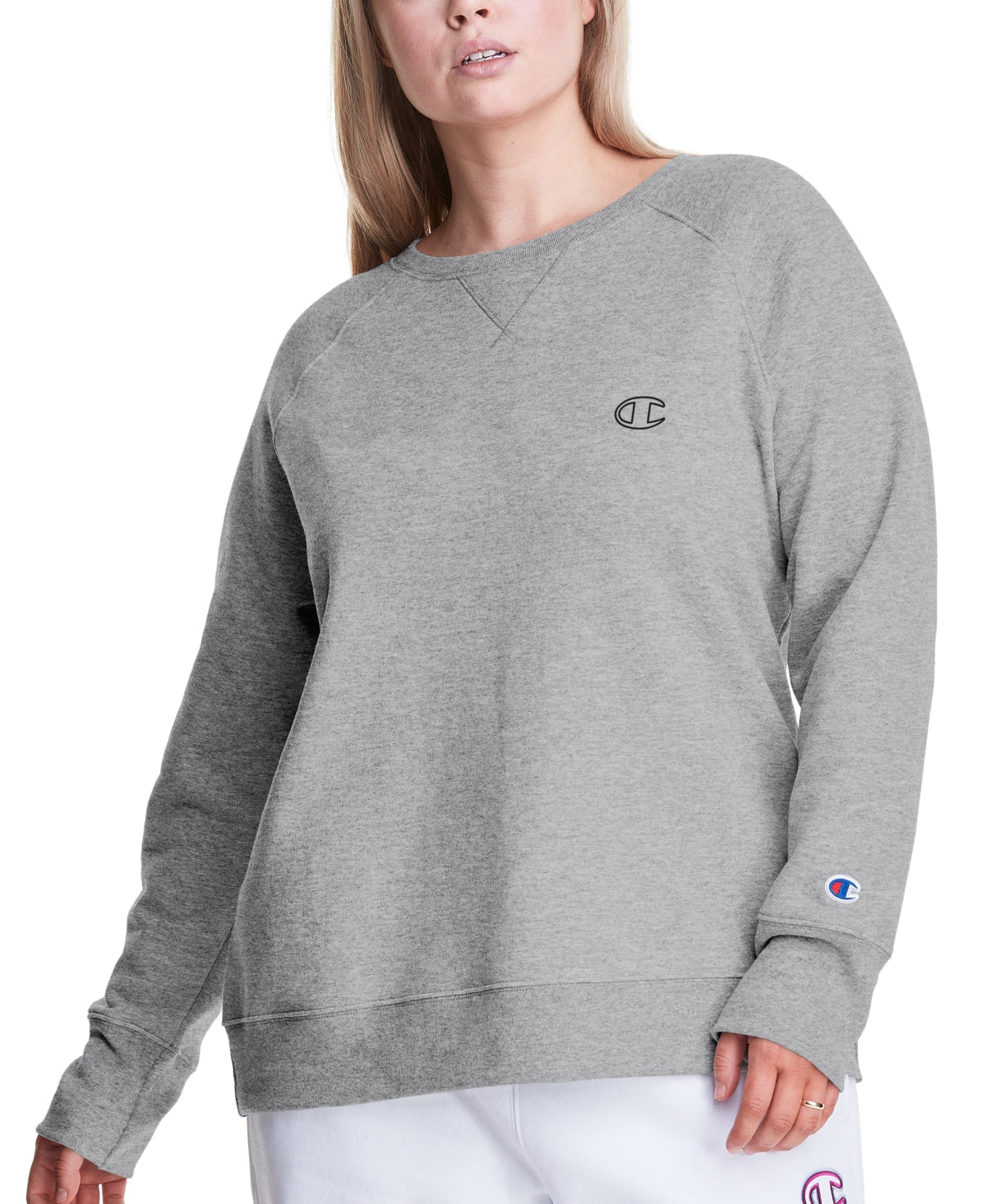 Champion Women's Powerblend Graphic Crewneck Sweatshirt Gray Size 1X