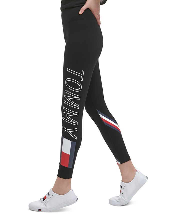 Tommy Hilfiger Women's High Rise Logo Leggings Black Size X-Small