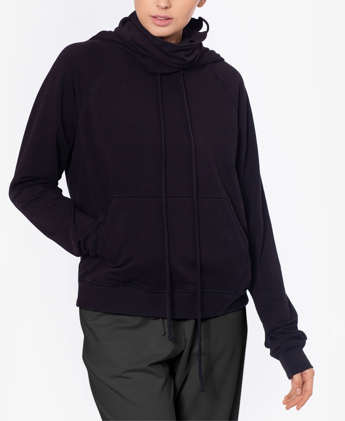 Betsy & Adam Women's Hoodie With Removable Mask Black Size X-Small