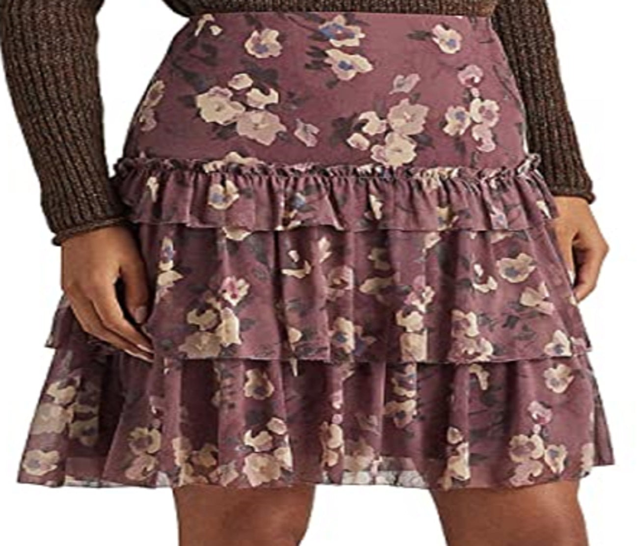 Ralph Lauren Women's Floral Crinkle Georgette Miniskirt Purple