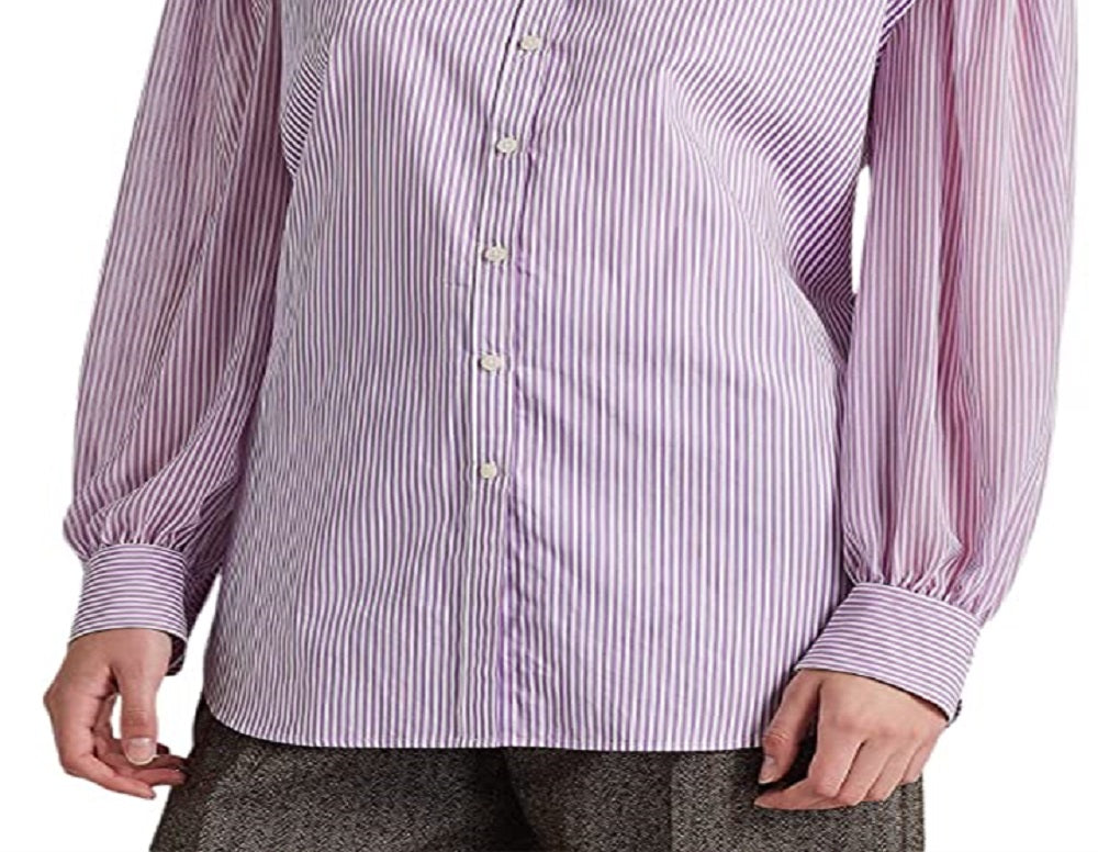 Ralph Lauren Women's Striped Broadcloth Shirt Purple