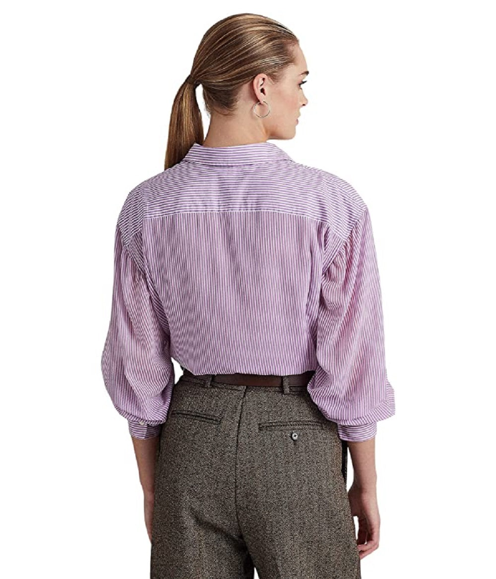 Ralph Lauren Women's Striped Broadcloth Shirt Purple