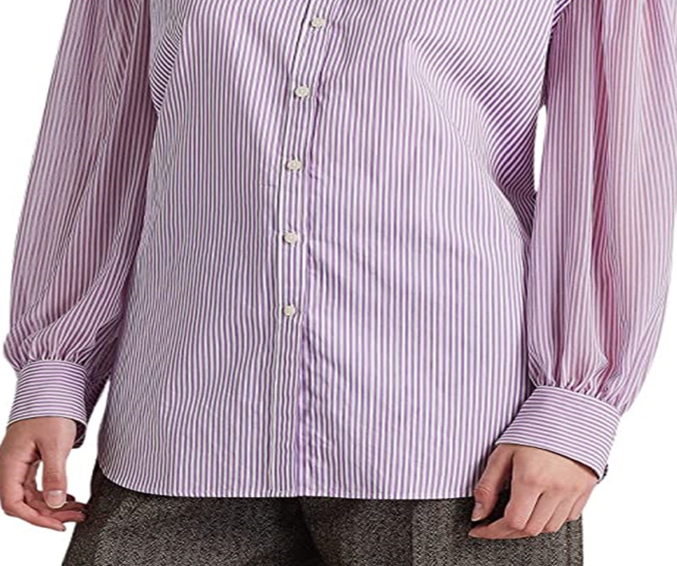 Ralph Lauren Women's Striped Broadcloth Shirt Purple