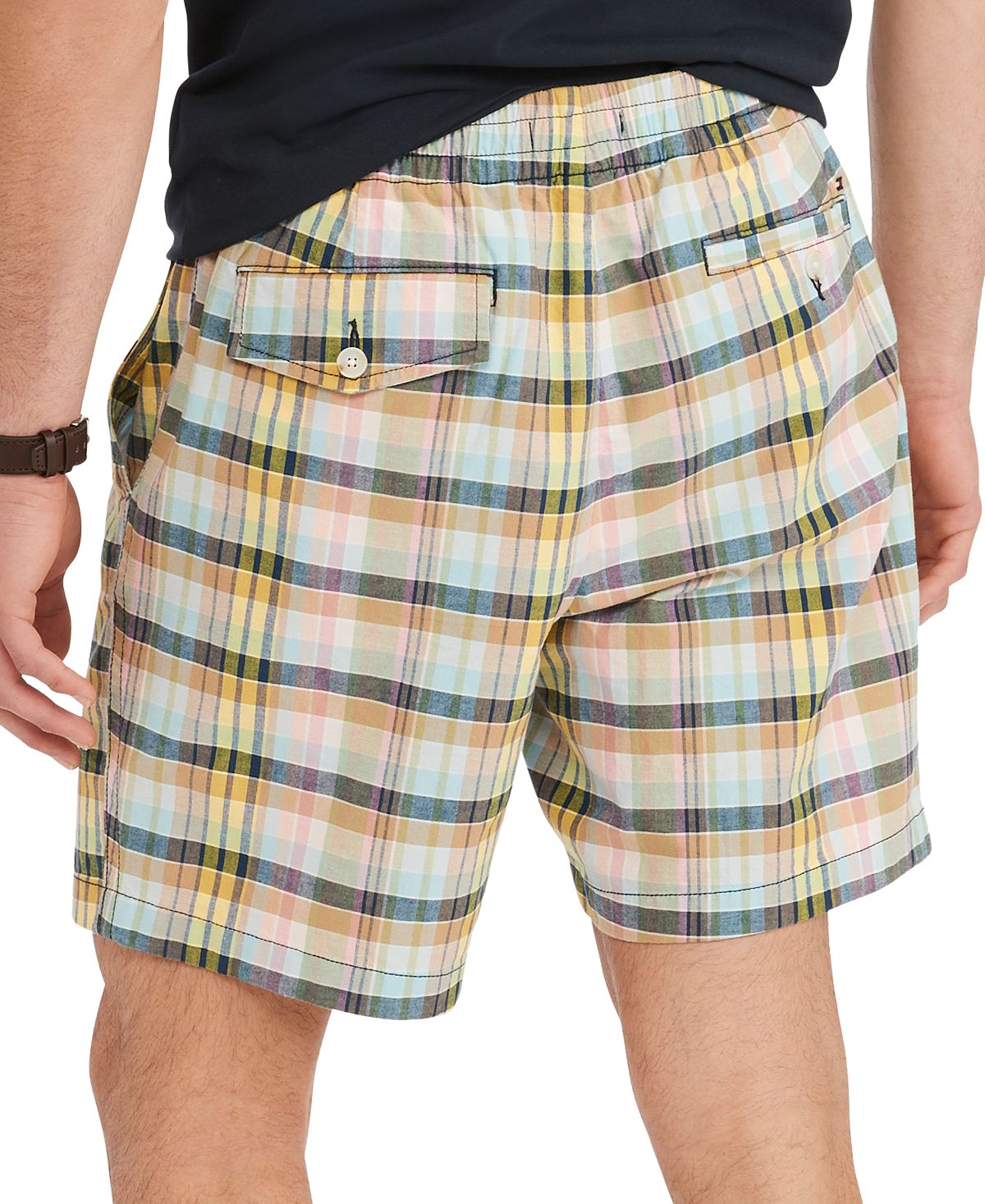 Tommy Hilfiger Men's Th Flex Plaid Theo 7 Stretch Waistband Shorts Pink Size Large