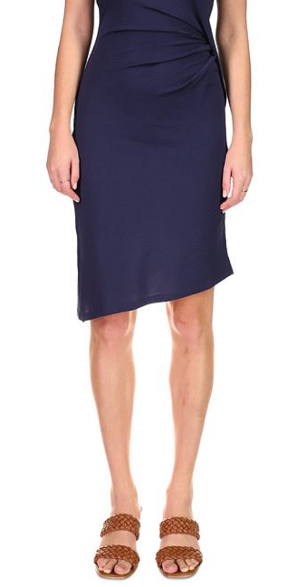 Michael Kors Women's Crewneck Draped Dress Blue Size Petite Small