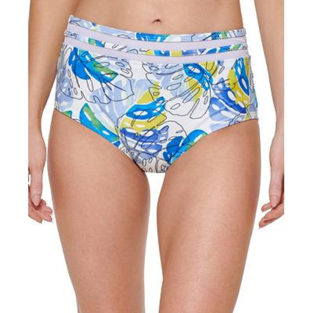 Tommy Hilfiger Women's Printed High Waist Bikini Bottoms Swimsuit White