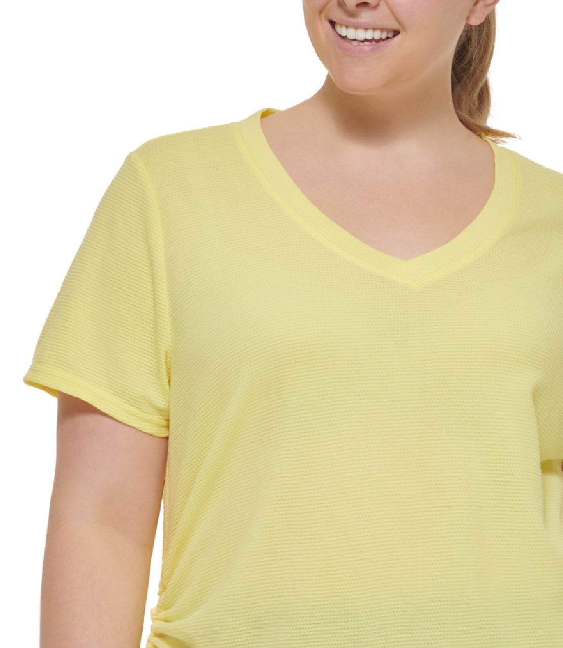 Calvin Klein Women's Ruched T Shirt Yellow Size 2X