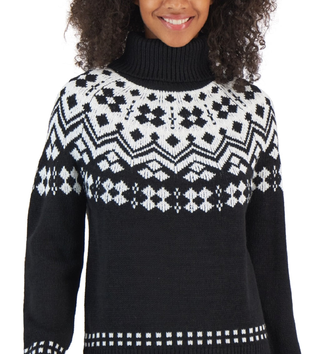 Tommy Hilfiger Women's Fair Isle Turtleneck Sweater Black