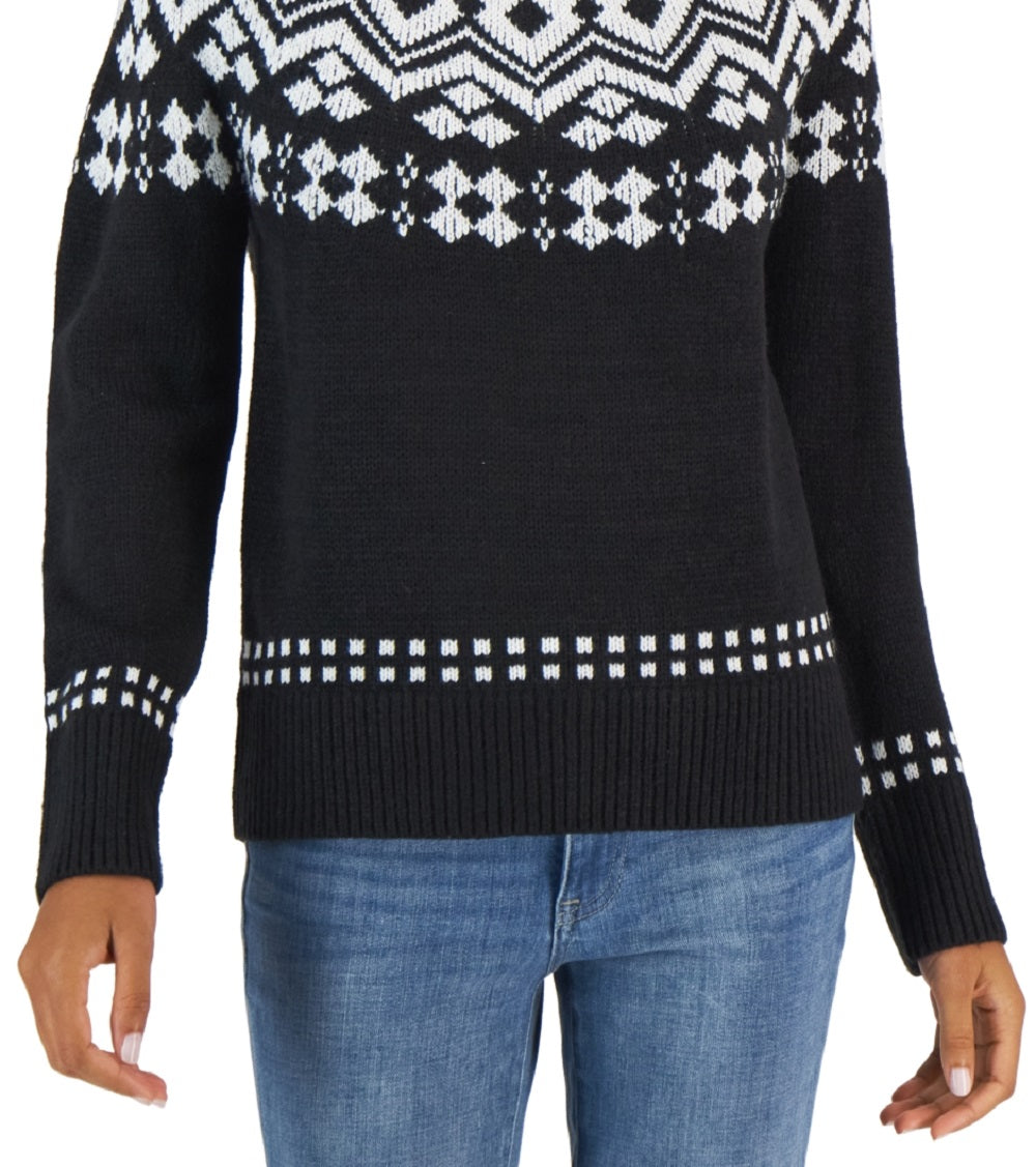 Tommy Hilfiger Women's Fair Isle Turtleneck Sweater Black