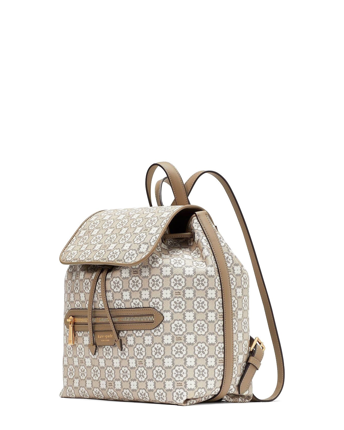 title:Kate Spade Women's Spade Flower Monogram Mia Flap Backpack;color:Natural Multi