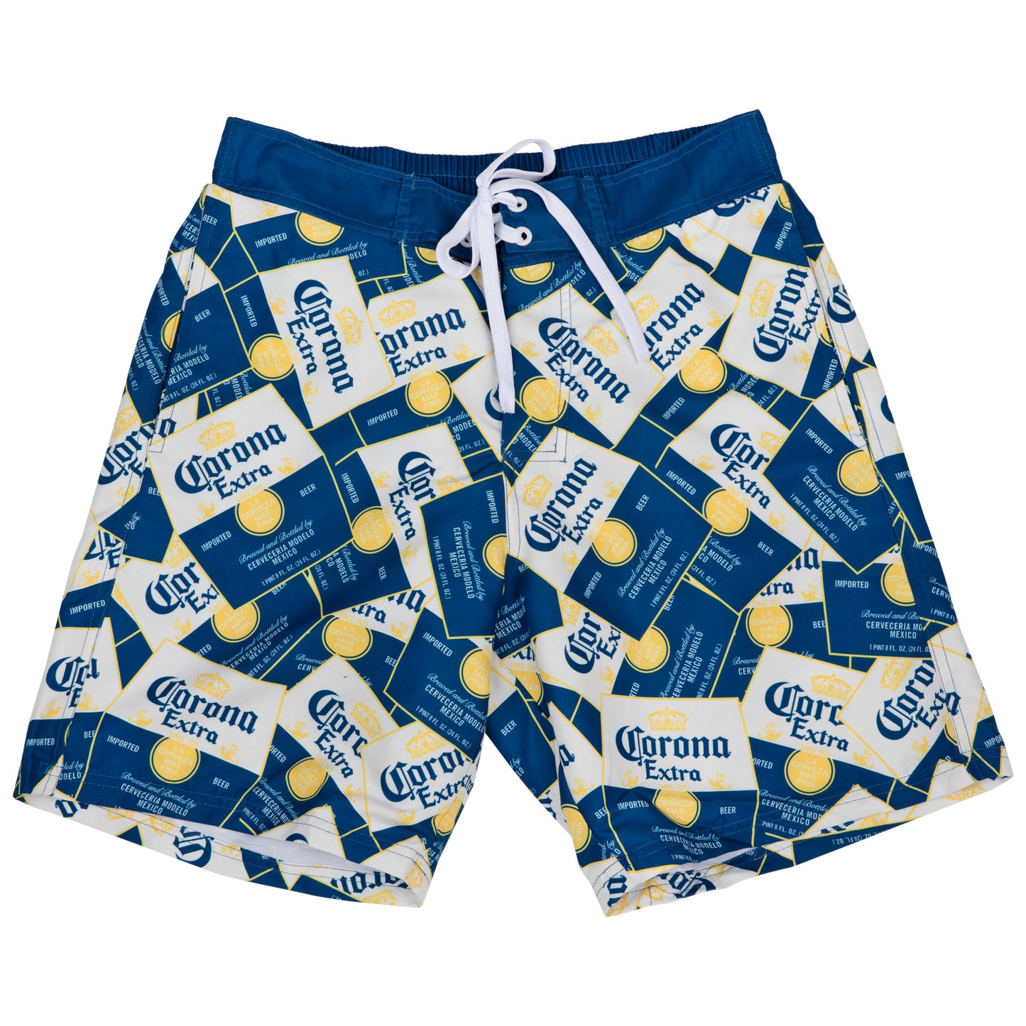 title:Corona Extra Scattered Labels Board Shorts;color:Multi-Color