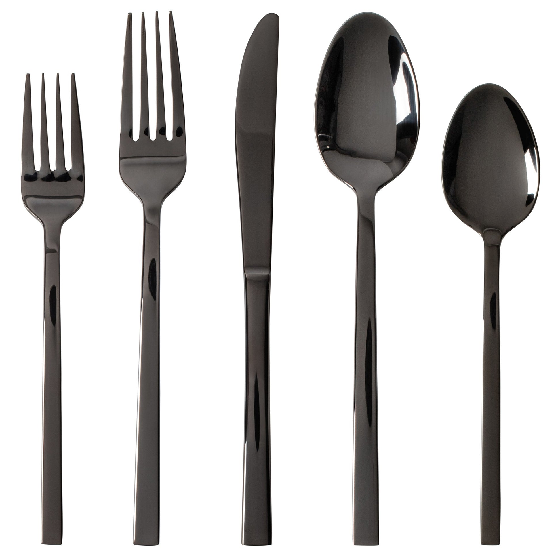 title:Safdie & Co. Flatware Stainless Steel Palos Black Mirror 20PC Set;color:Black