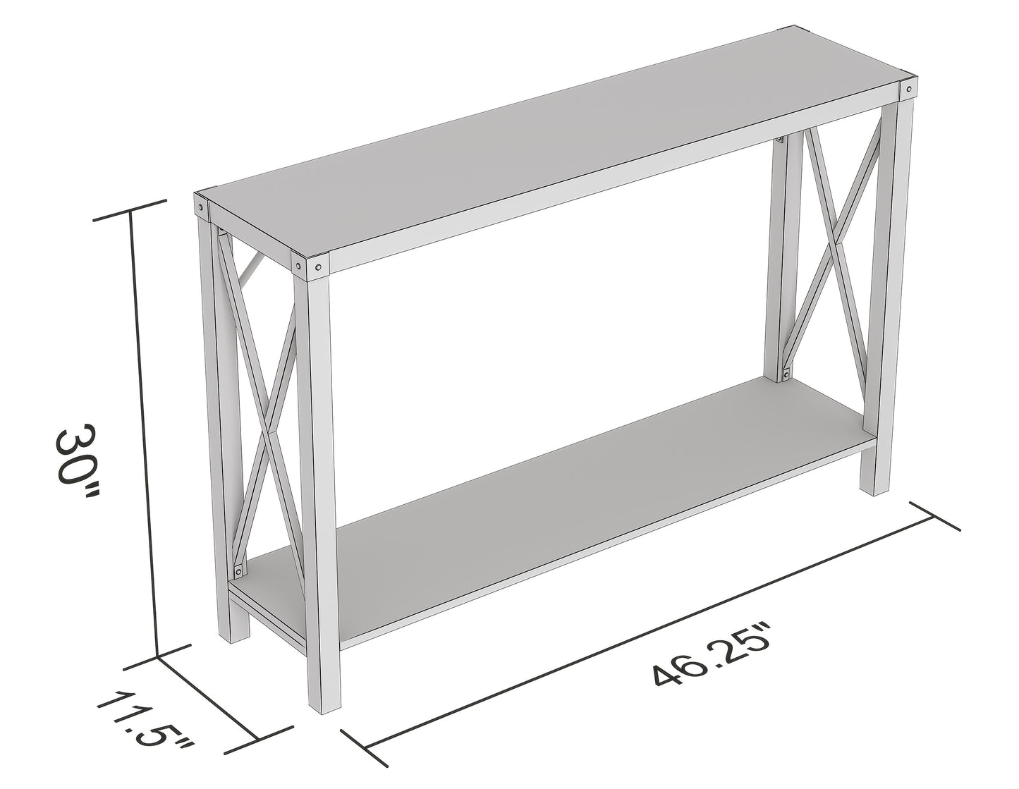 Safdie & Co. Console Table 46" Dark Taupe 1 Shelf Metal Sides, Entryway or Sofa Table for Living Room