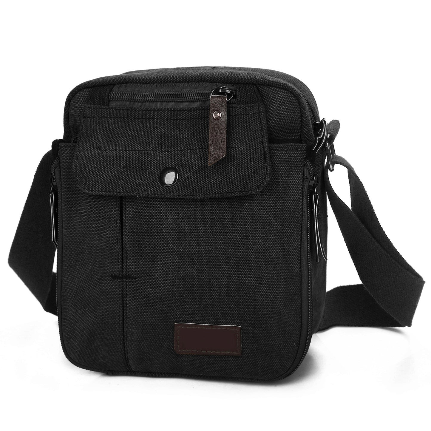 title:Unisex Crossbody Bags Canvas Phone Tablet PC Shoulder Bag Credit Card Key Messenger Purse;color:Black