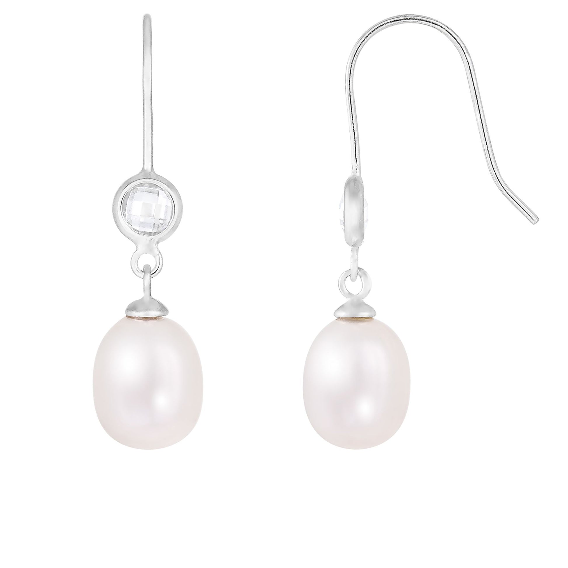 title:Splendid Pearls Sterling Silver Pearl Earrings ESR-411;color:White