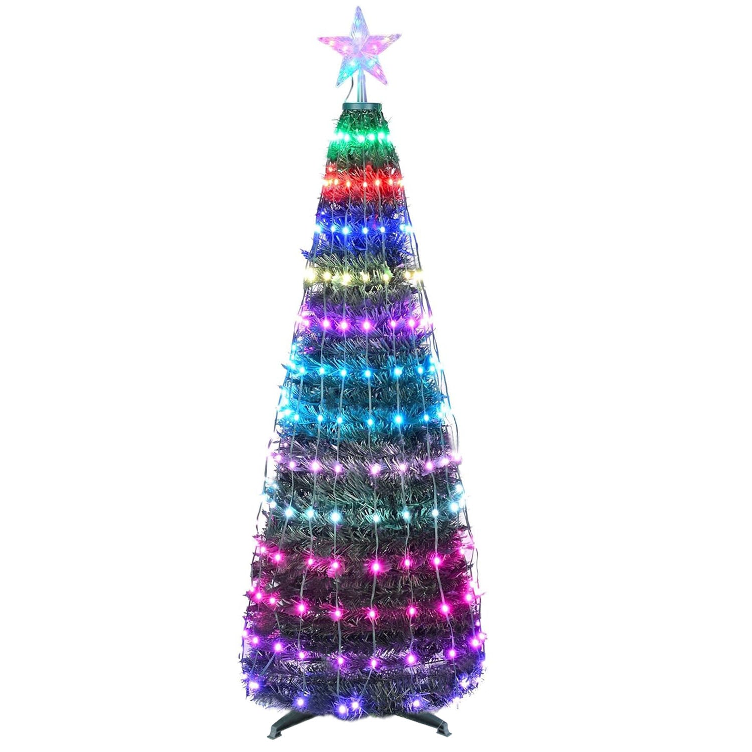 title:5.9FT 234Pcs LED Lights Collapsible Christmas Tree Light with Remote App Control IP65 Waterproof Customized Multi-Color Mode Timer Setting Work with A;color:Multi