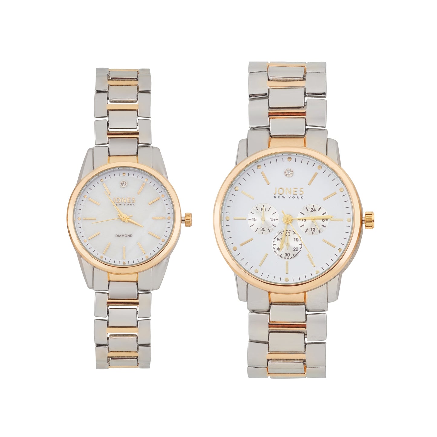 Jones New York Unisex White/Gold/Silve His & Hers Watch Set