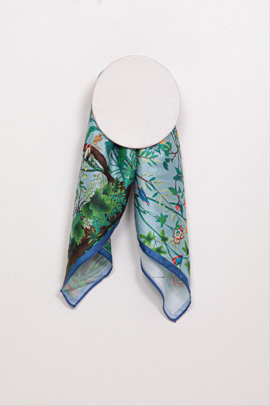 di firenze Silk Feel Flower Print Square Neck Scarf