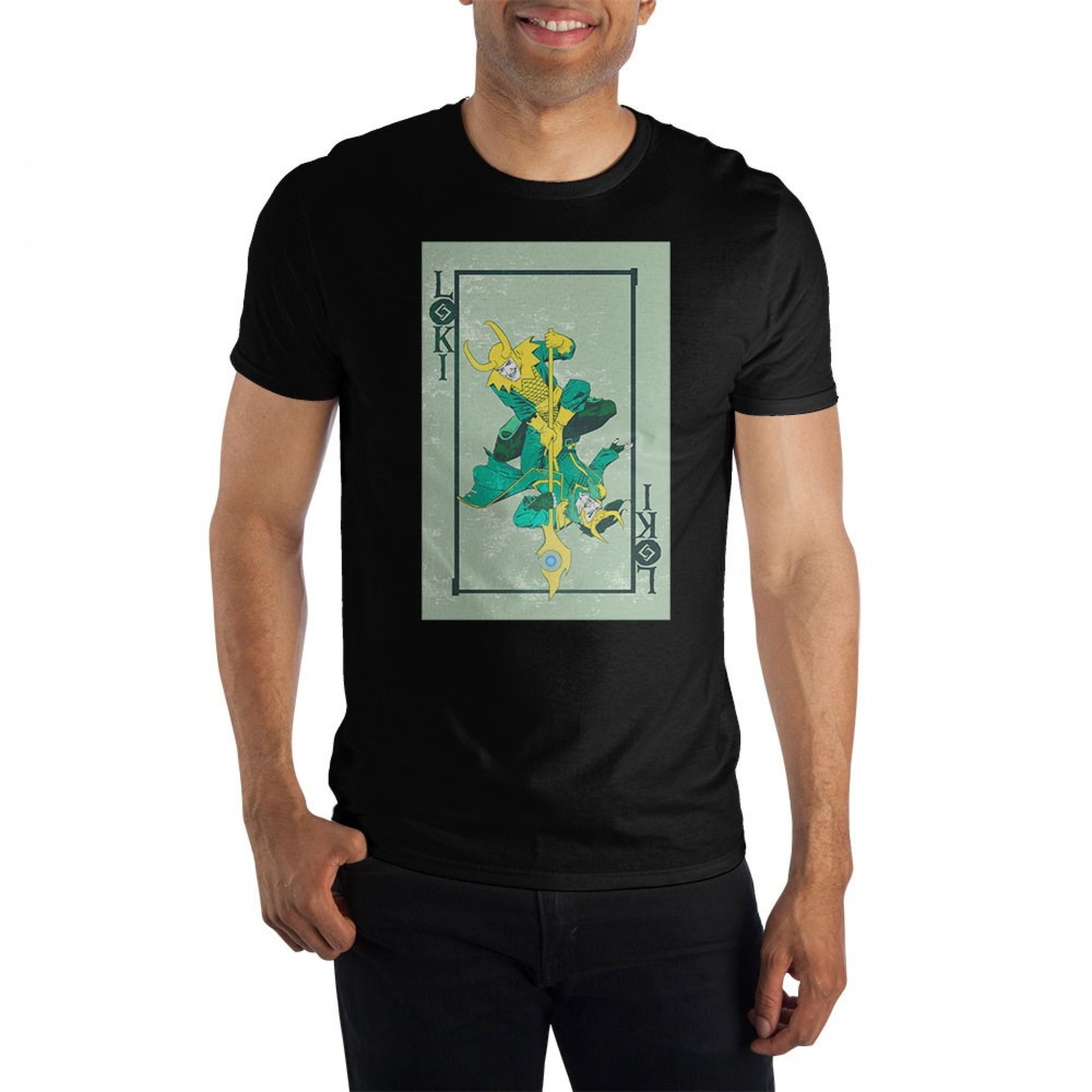 title:Marvel Loki Playing Card T-Shirt;color:Black