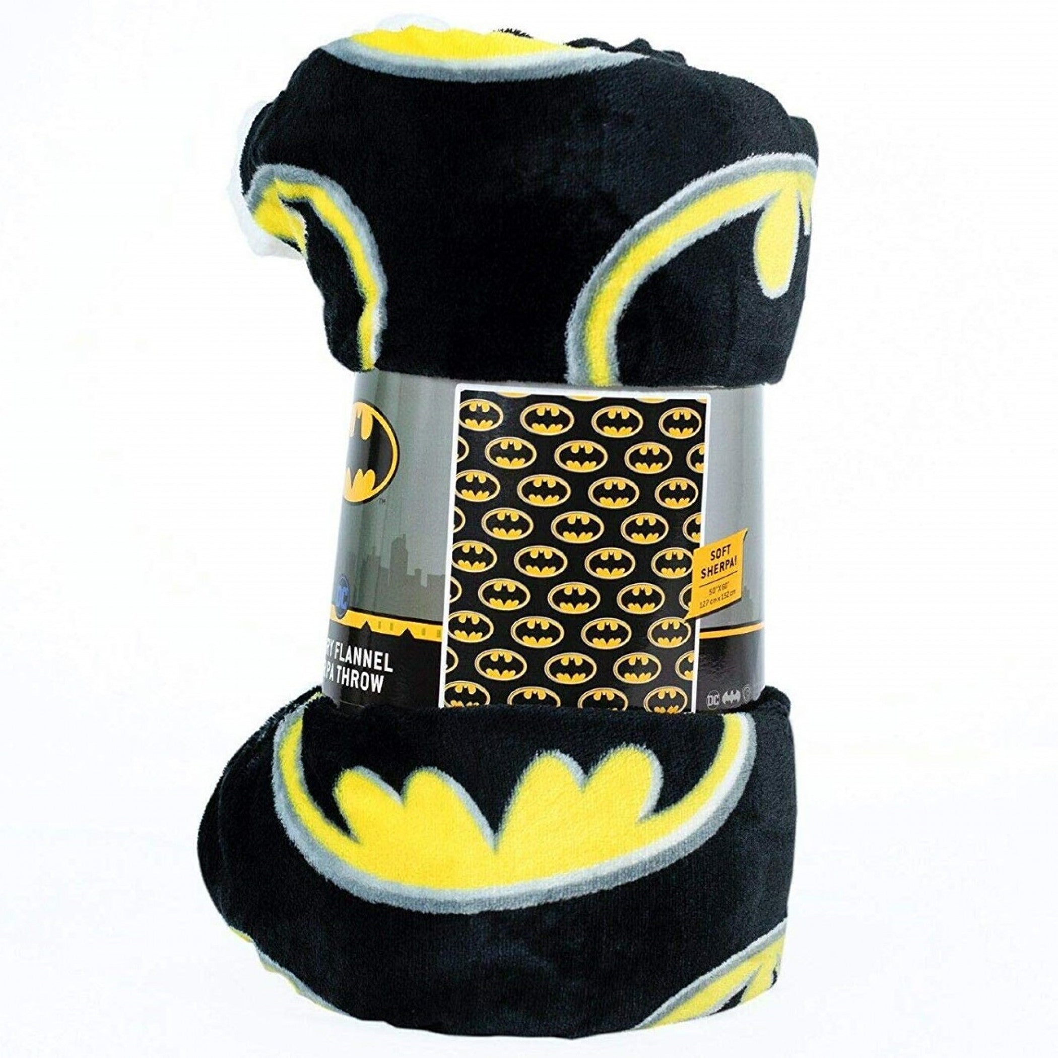 title:DC Comics Batman Symbol All Over Thick Micro Sherpa Throw Blanket;color:Black