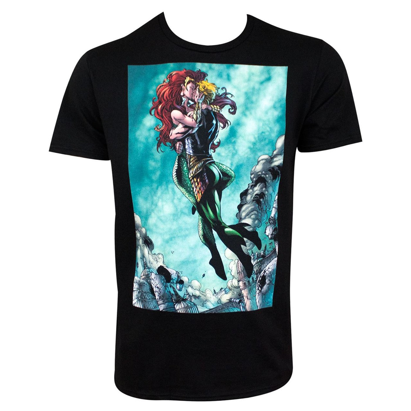 title:Aquaman and Mera Kissing Black Men's T-Shirt;color:Black
