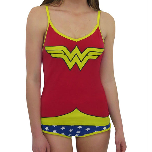 title:Wonder Woman Cami & Panty Lingerie Set;color:Red