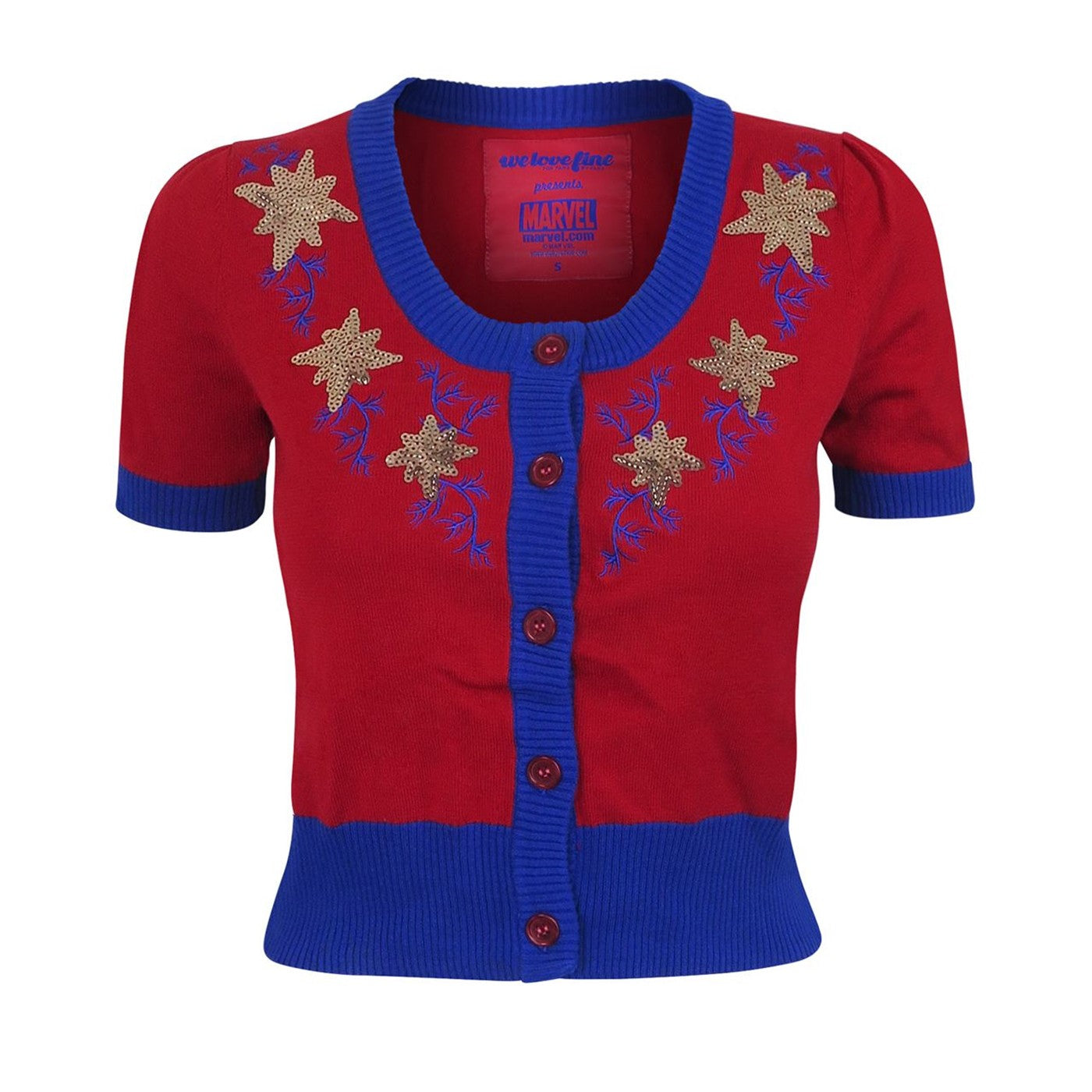 title:Captain Marvel Women's Vintage Cardigan;color:Red