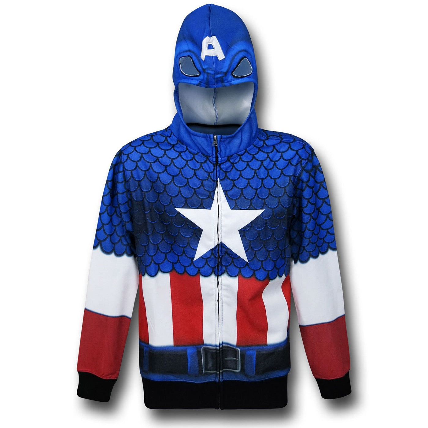 title:Captain America Lightweight Sublimated Costume Hoodie;color:Blue