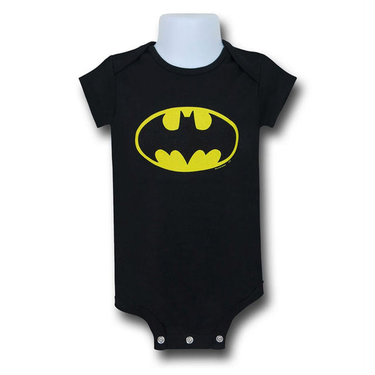 title:Batman Large Symbol Infant Snapsuit;color:Black