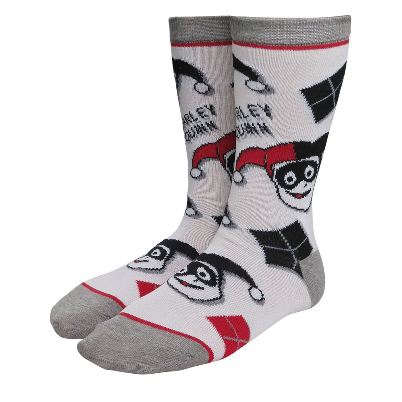 title:Harley Quinn Stripes & Diamonds Women's Socks;color:White